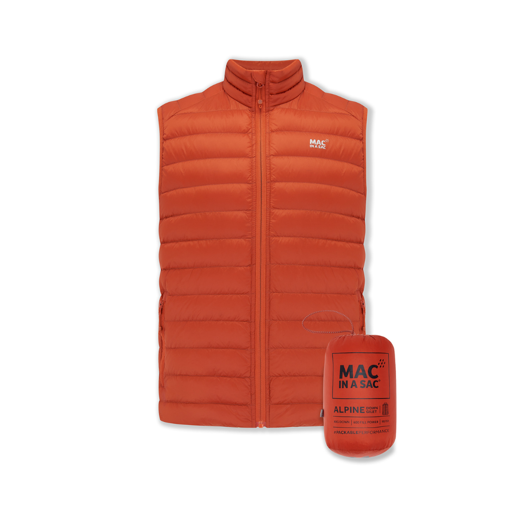 Mens Alpine Packable Down Vest (burnt orange)