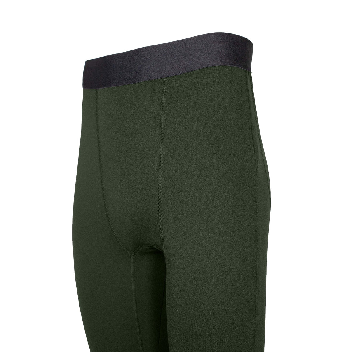 Three quarter close up view of top of Domex Thermalayer Men’s Pants - Dark Olive | GENERAL