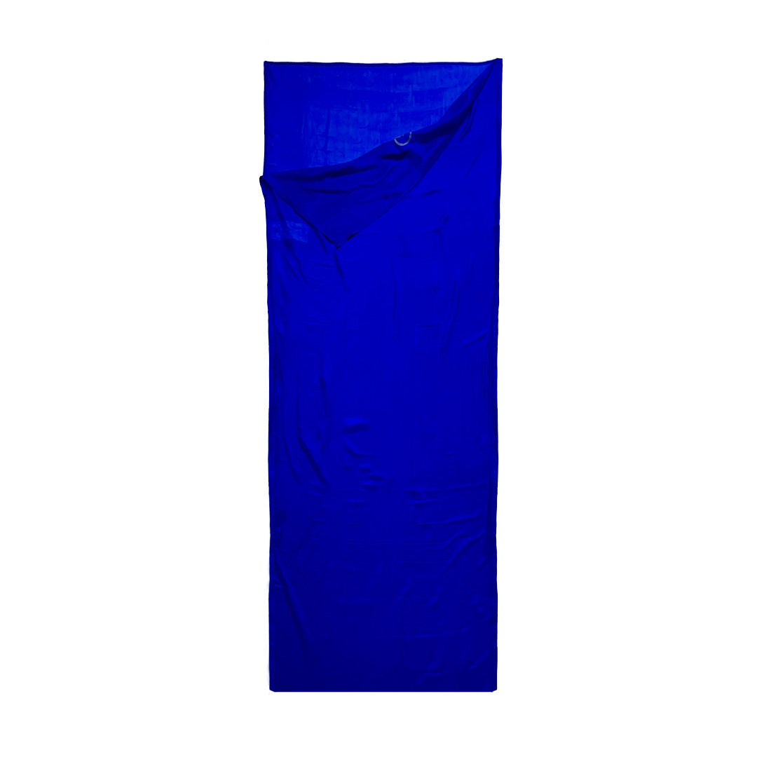 Domex silk bag liner shown open - dark blue. Ships | DOM002DB