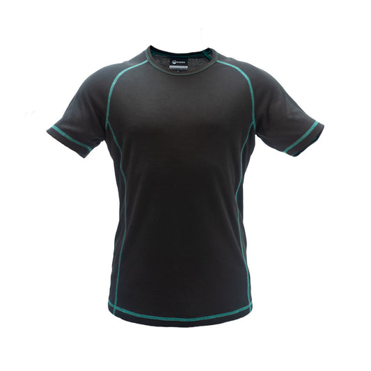 Domex Thermalayer Short Sleeve Top - Black with contrast green stitching. Ships from Melbourne | DOMASS1000, DOMASS1001, DOMASS1002, DOMASS1003, DOMASS1004, DOMASS1005, DOMASS1006, DOMASS1007, DOMASS1008