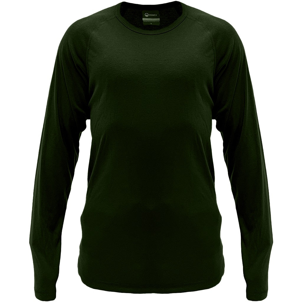 Front view of Domex  Unisex Thermalayer Long Sleeve, Crew Neck Top - Olive Green. Ships from Melbourne | DOMALS6000, DOMALS6001, DOMALS6002, DOMALS6003, DOMALS6004, DOMALS6005, DOMALS6006, DOMALS6007