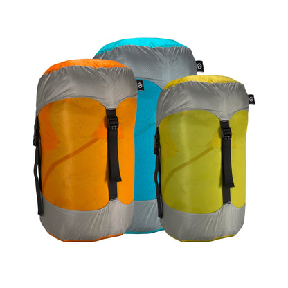 Three Domex compression sacks - Teal and Grey, Orange and Grey, Blue and Grey | GENERAL