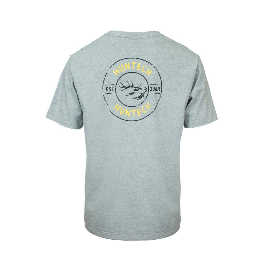 Huntech Mens Stag Badge Tee (grey marl)