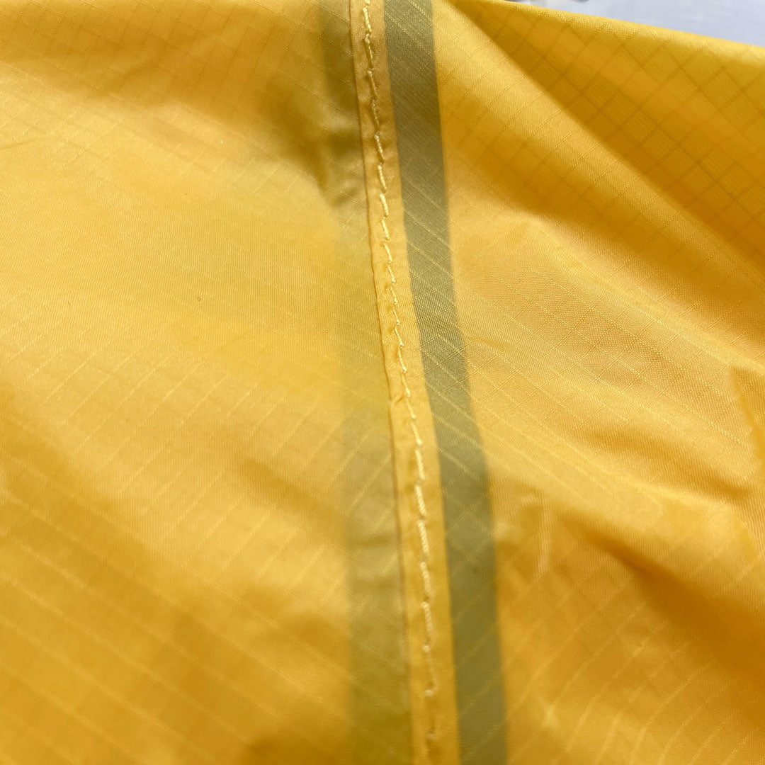 Close up of outer seam on Domex Ascent 1 tent in yellow