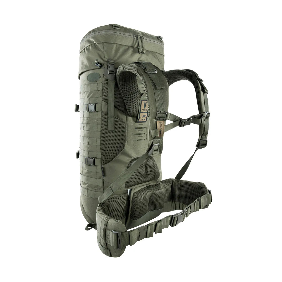Back three-quarter view of the Tasmanian Tiger Base Pack 60 FO in olive | TT8846.331