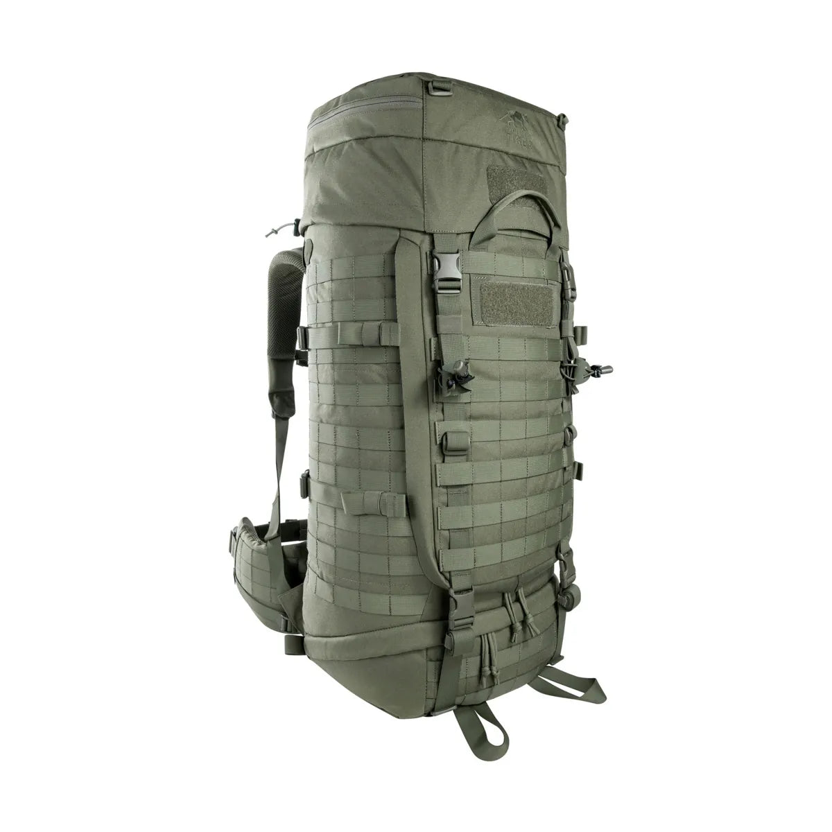 Front three-quarter view of the Tasmanian Tiger Base Pack 60 FO in olive | TT8846.331